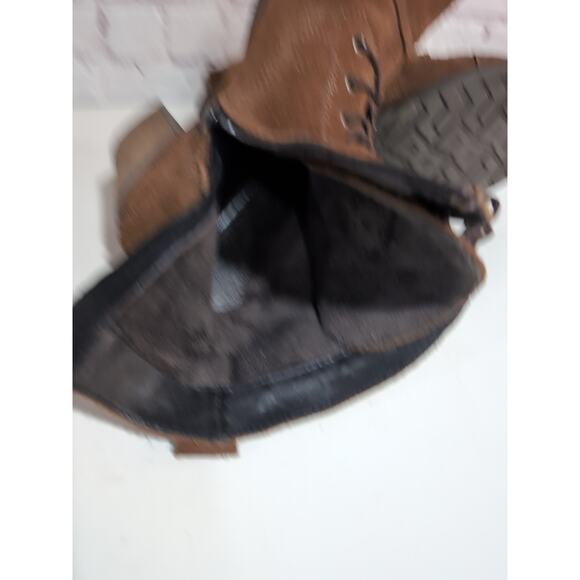 Taos Laka Boots Womens Brown Rugged Leather Suede Zip Lace Up Cap Toe Sz 10.5/41 - Picture 10 of 12